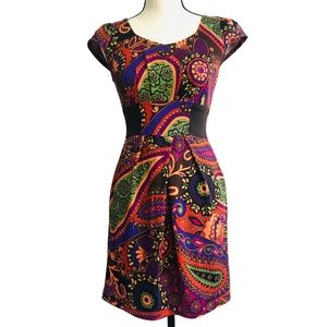 Ami Sanzuri Multi-color Paisley Print Dress